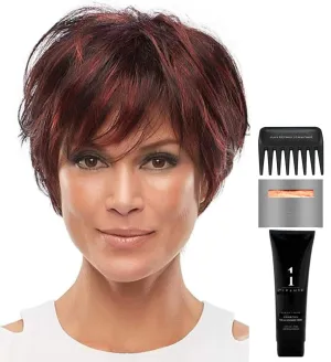 Bundle - 5 items: Mariska Wig by Jon Renau, Christy's Wigs Q & A Booklet, 2oz Travel Size Wig Shampoo, Wig Cap & Wide Tooth Comb - Color: 22F16