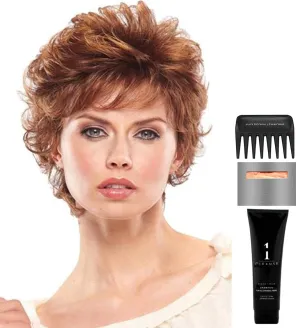 Bundle - 5 items: Peaches Wig by Jon Renau, Christy's Wigs Q & A Booklet, 2oz Travel Size Wig Shampoo, Wig Cap & Wide Tooth Comb - Color: 10