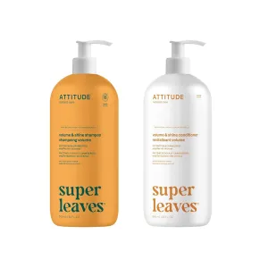 Bundle of ATTITUDE Hair Shampoo and Conditioner, Plant- and Mineral-Based Ingredients, Vegan and Cruelty-free Beauty and Personal Care Products, Volumizing, Soy Protein and Cranberries, 32 Fl Oz
