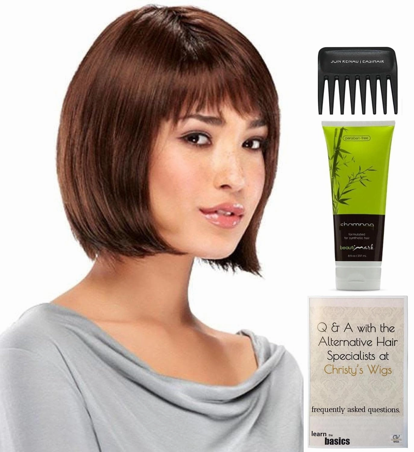 Bundle - 4 items: Blair Wig by Jon Renau, Christy's Wigs Q & A Booklet, BeautiMark Synthetic Shampoo & Wide Tooth Comb - Color: 22F16S8