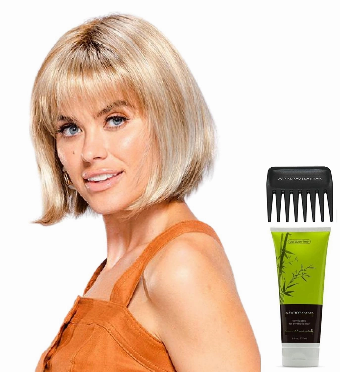 Bundle - 4 items: Blair Wig by Jon Renau, Christy's Wigs Q & A Booklet, BeautiMark Synthetic Shampoo & Wide Tooth Comb - Color: 22F16S8