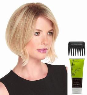 Bundle - 4 Items: easiPart HD XL 8" HAIRPIECE by Jon Renau, Christy's Wigs Q & A Booklet, BeautiMark Synthetic Shampoo & Wide Tooth Comb - Color: FS2V/31V