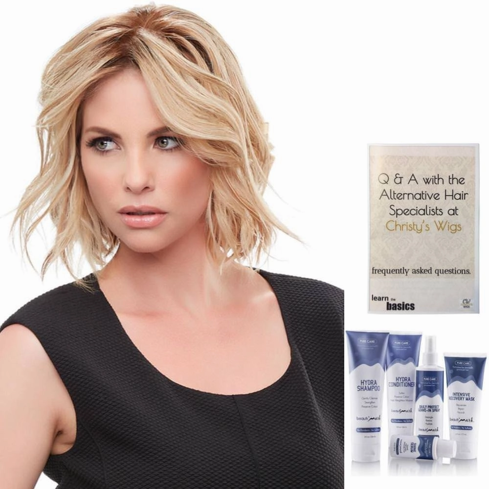 Bundle - 7 Items: 12" XL easiPart French Remy Human Hair Topper by Jon Renau, Q & A Booklet, BeautiMark Hydra Shampoo Conditioner Mask Protect Leave-In Spray Shine Serum - Color: FS2V/31V
