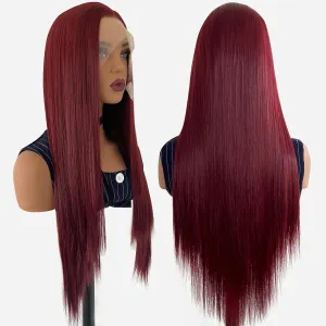 Burgundy Wig Synthetic Lace Front Wig Glueless 13x4 HD Lace Front Wigs for Women Pre Plucked Long Straight Ready to Wear Wigs Beginner Friendly 99J 26 Inch