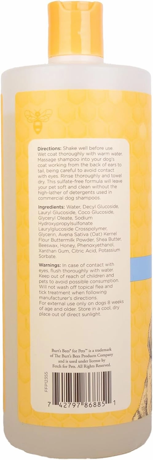 Burt's Bees for Pets Tearless Puppy Shampoo with Buttermilk, 95% Natural Origin Formulas, Shampoo for Puppies - Gentle Dog and Puppy Shampoo Tear Free, Best Puppy Shampoo Tearless, 32 oz