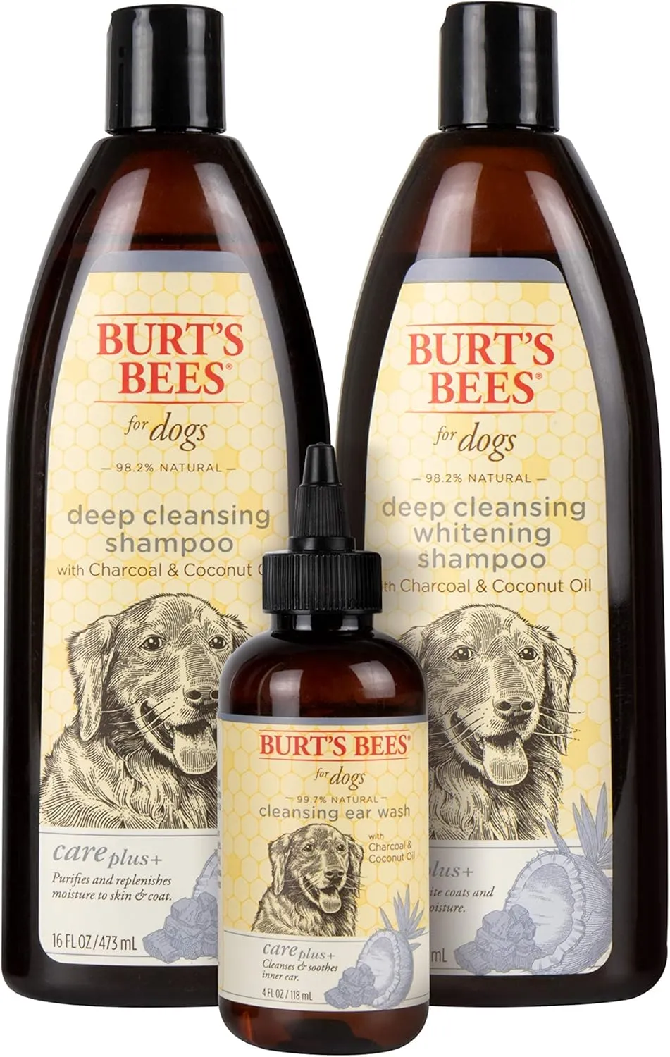Burt's Bees for Pets Care Plus  Naturally Derived Deep Cleansing Charcoal & Coconut Oil Shampoo - Dog Shampoo to Naturally Derivedly Purify and Replenish Dog's Skin & Coat - Made in USA, 16 Oz