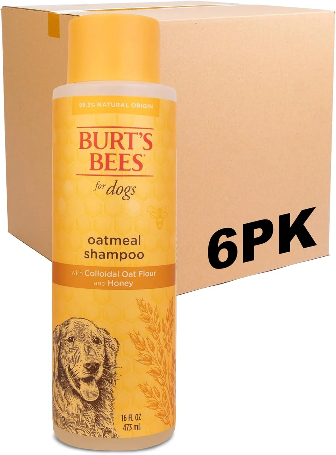 Burt's Bees for Pets Oatmeal Dog Shampoo with Colloidal Oat Flour and Honey, 6pk, 95% Natural Origin Formulas, Shampoo for Dogs - Gentle Dog Shampoo, Best Dog Shampoo, 6pk, 16 oz