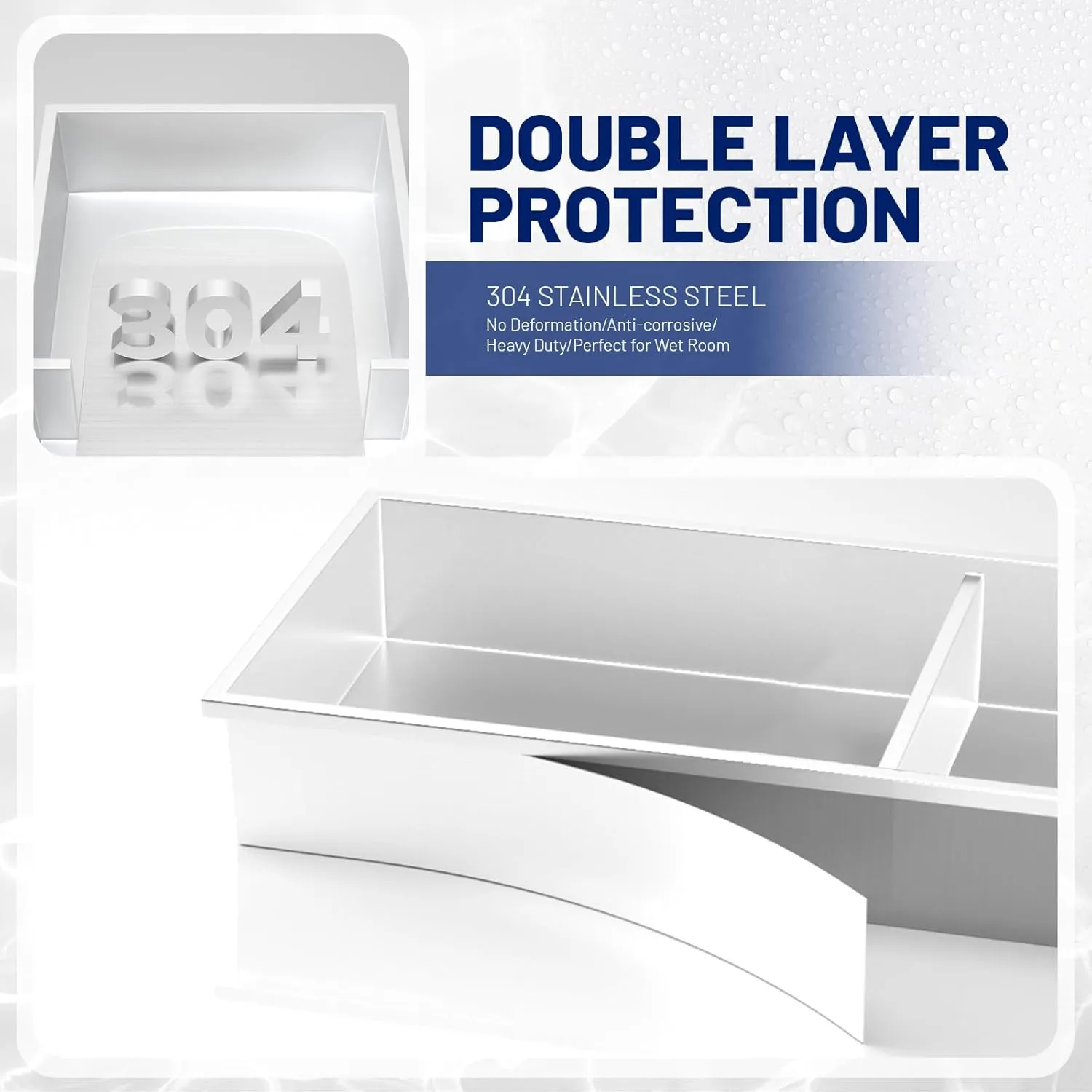BWE 13" X 25" White Stainless Steel Shower Niche, No Tile Needed Wall Niche, Double Shelves Recessed Niche for Bathroom Storage,Over Mount Installation