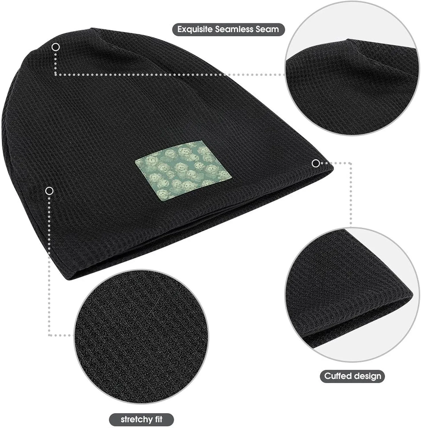 Cabbage Pattern Beanie Hat Thick Warm Caps Soft Plush Winter Hat for Men Women Slouchy Pullover Cap
