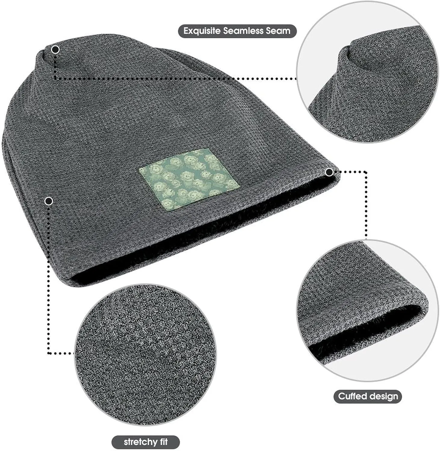 Cabbage Pattern Beanie Hat Thick Warm Caps Soft Plush Winter Hat for Men Women Slouchy Pullover Cap