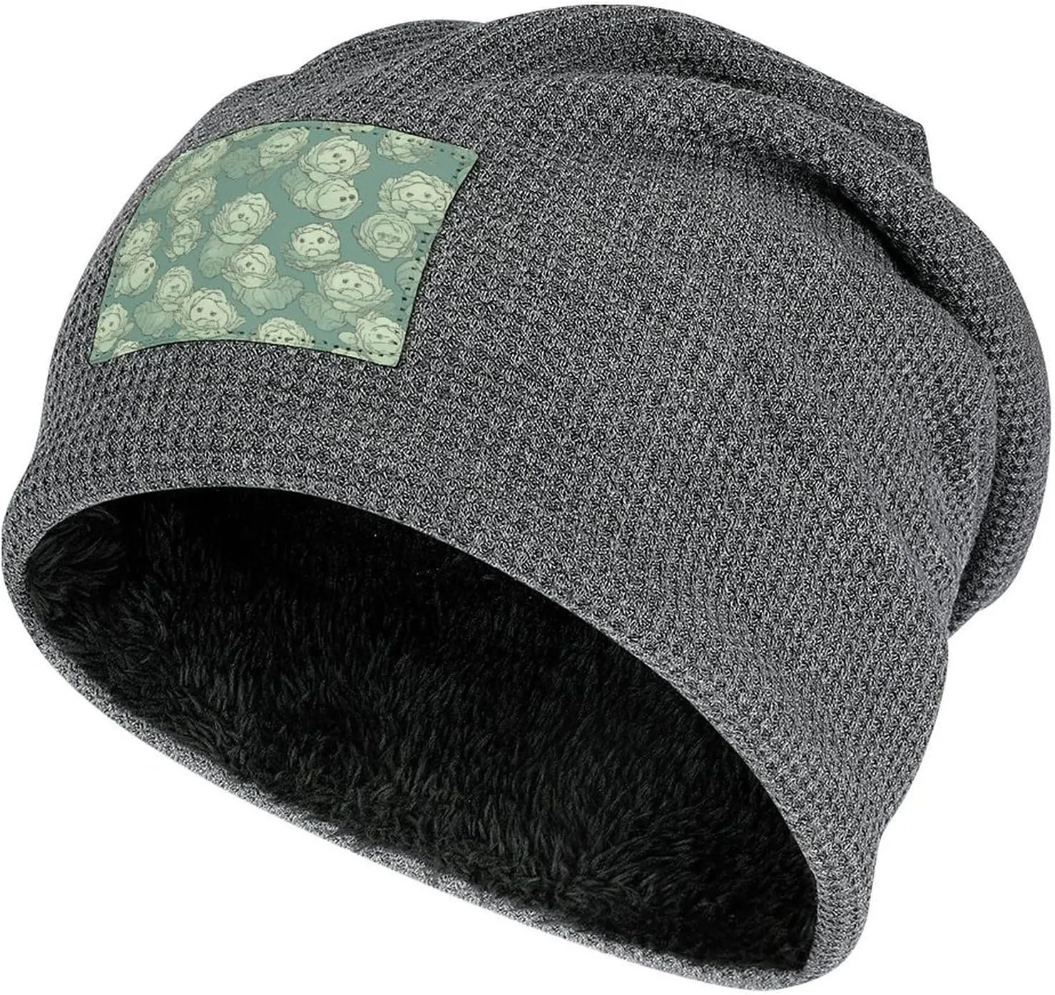 Cabbage Pattern Beanie Hat Thick Warm Caps Soft Plush Winter Hat for Men Women Slouchy Pullover Cap