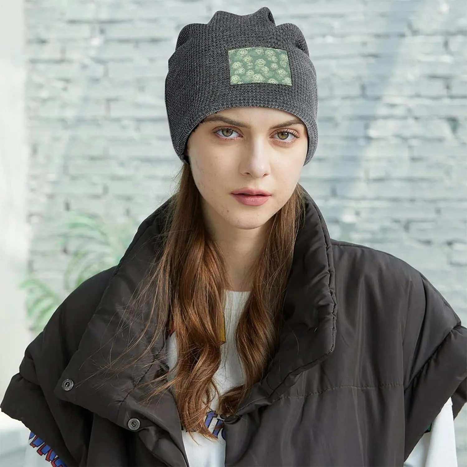 Cabbage Pattern Beanie Hat Thick Warm Caps Soft Plush Winter Hat for Men Women Slouchy Pullover Cap