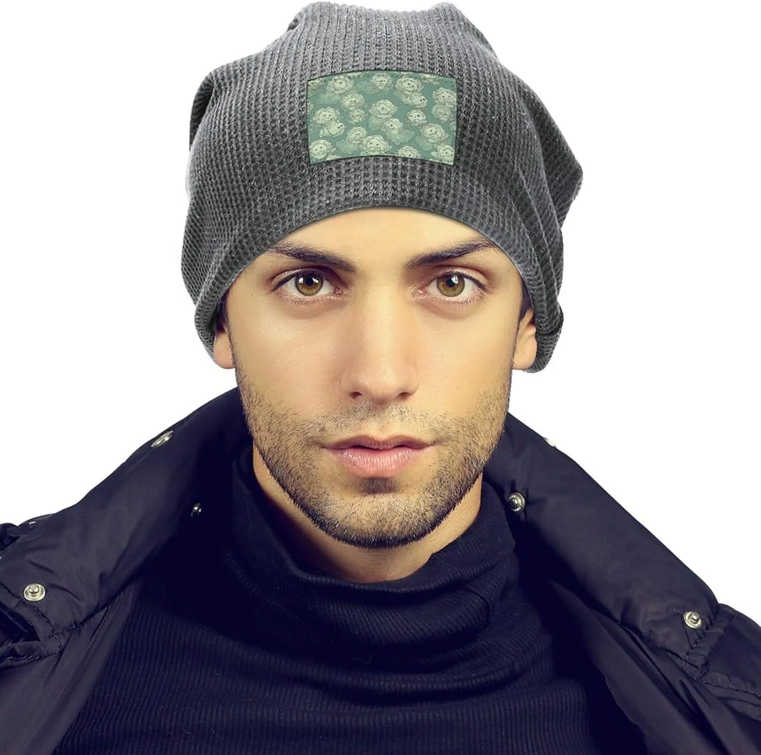 Cabbage Pattern Beanie Hat Thick Warm Caps Soft Plush Winter Hat for Men Women Slouchy Pullover Cap