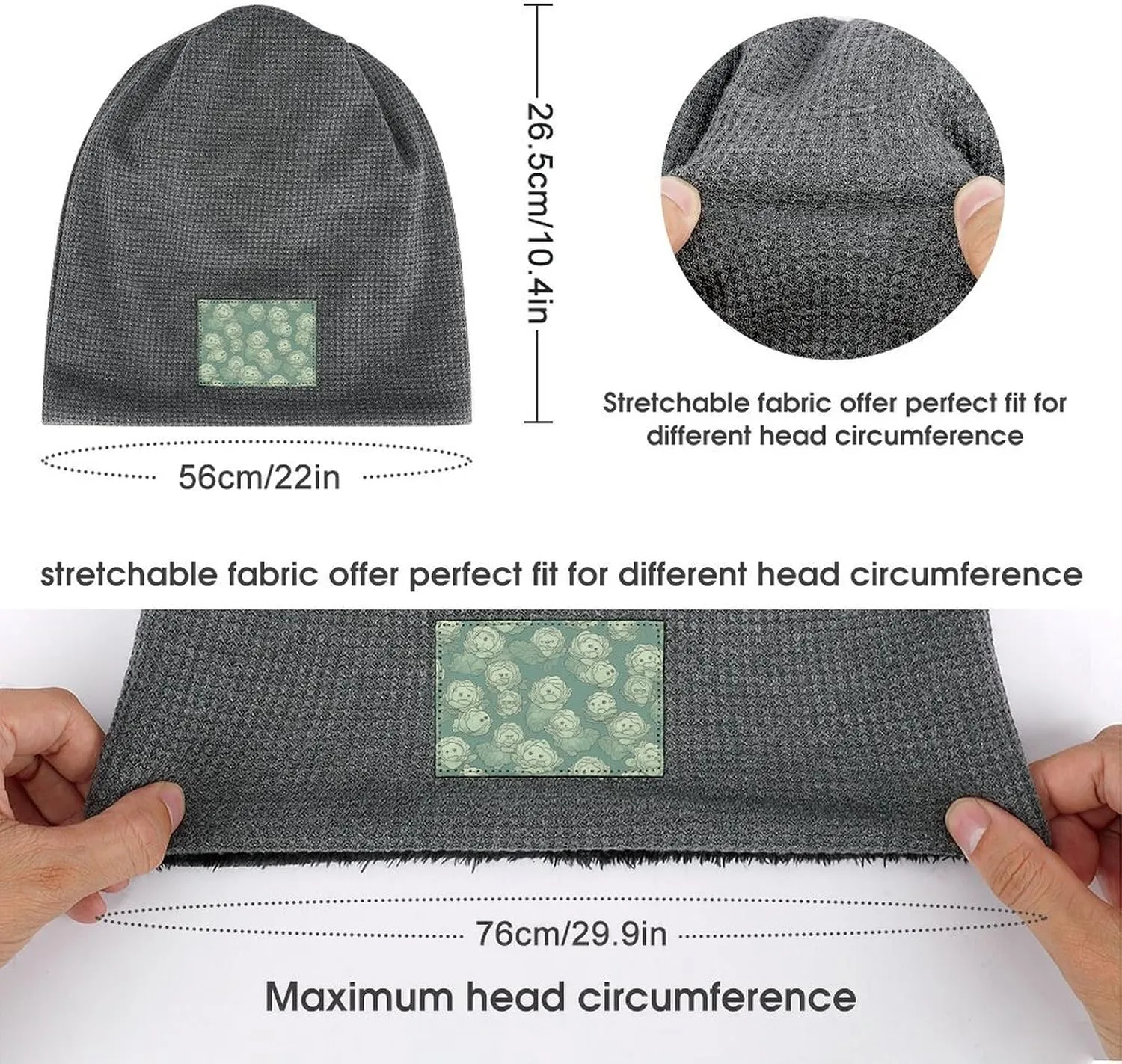Cabbage Pattern Beanie Hat Thick Warm Caps Soft Plush Winter Hat for Men Women Slouchy Pullover Cap