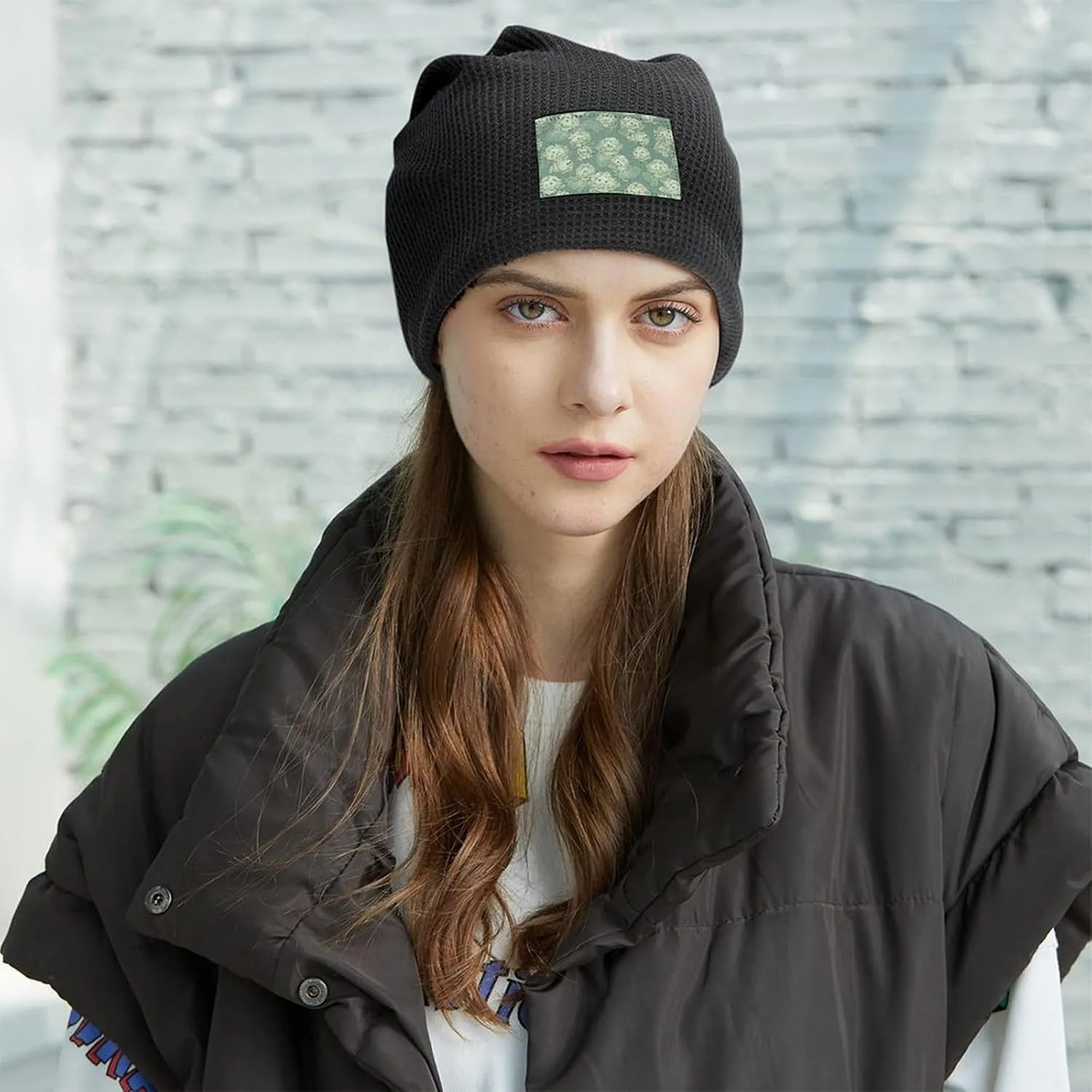 Cabbage Pattern Beanie Hat Thick Warm Caps Soft Plush Winter Hat for Men Women Slouchy Pullover Cap