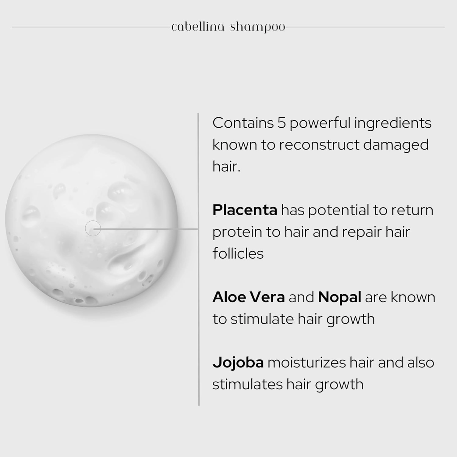Cabellina Pura Placenta Reconstructor Shampoo with Proteins, Keratin Amino Acids & Natural Oils. Includes Root Brush - 32 fl oz - 1 Count