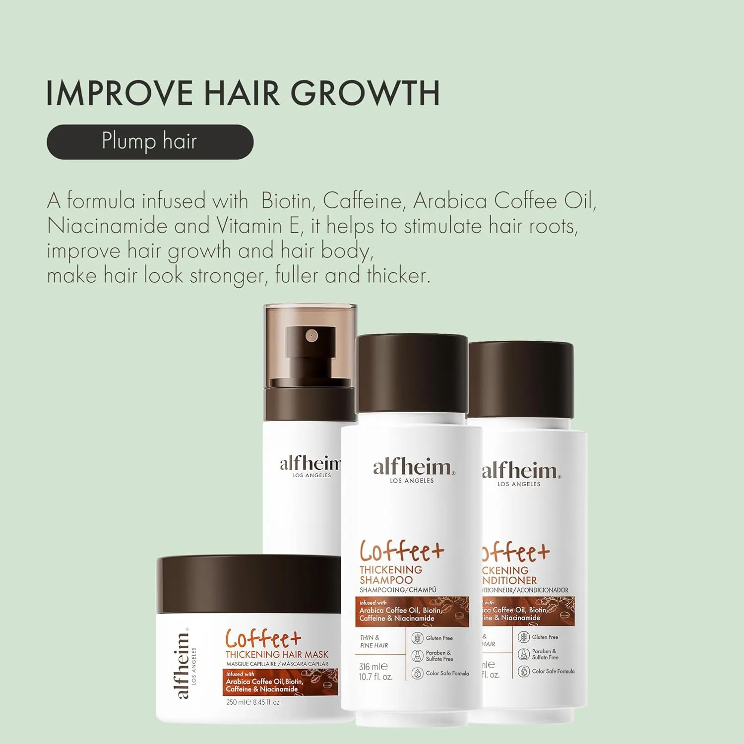 Caffeine Shampoo and Conditioner Set | Strengthens Hair & Supports Scalp Health | Biotin & Niacinamide for Thicker, Fuller Hair | Sulfate-Free for Oily Scalp & Thinning Hair | 10.7 oz Each
