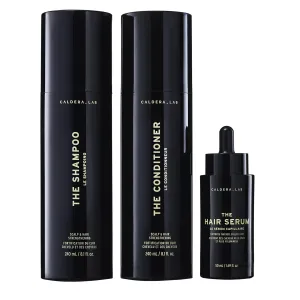 Caldera   Lab The Hair Care System | Men’s Bundle for Healthier, Fuller Hair, Scalp-Focused & Sulfate-Free – Shampoo, Conditioner & Serum Set, Dermatologically Tested