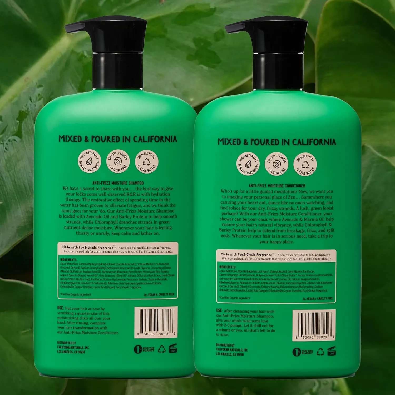 California Naturals Moisture Shampoo and Conditioner for Dry, Damaged Hair, Hair Care Bundle for Women and Men, Natural, Vegan, Cruelty, Silicone, Paraben, and Sulfate Free, Color Safe, 16.5 fl oz