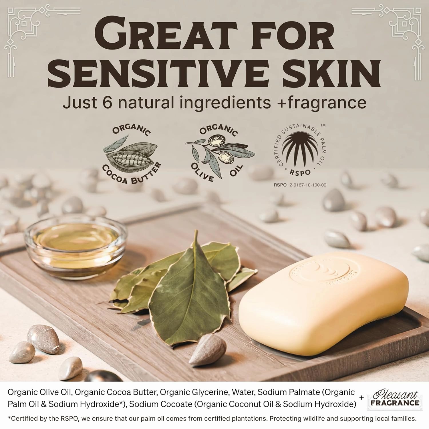 Carolina Castile Soap Vegan Castile Bar Soap – Variety Pack of Natural Soap for Men, Women, and Kids – Gentle, Hydrating Castile Soap Bars with Organic Cocoa Butter and Olive Oil, 5 Oz. Each