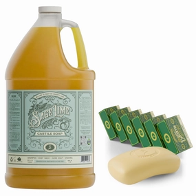 Carolina Sage Lime Castile Soap Liquid & Vegan Unscented Bar Soap - Skin-Softening Olive Oil Soap Organic Body Wash - Gentle, Hydrating Castile Soap Bars with Organic Cocoa Butter and Olive Oil