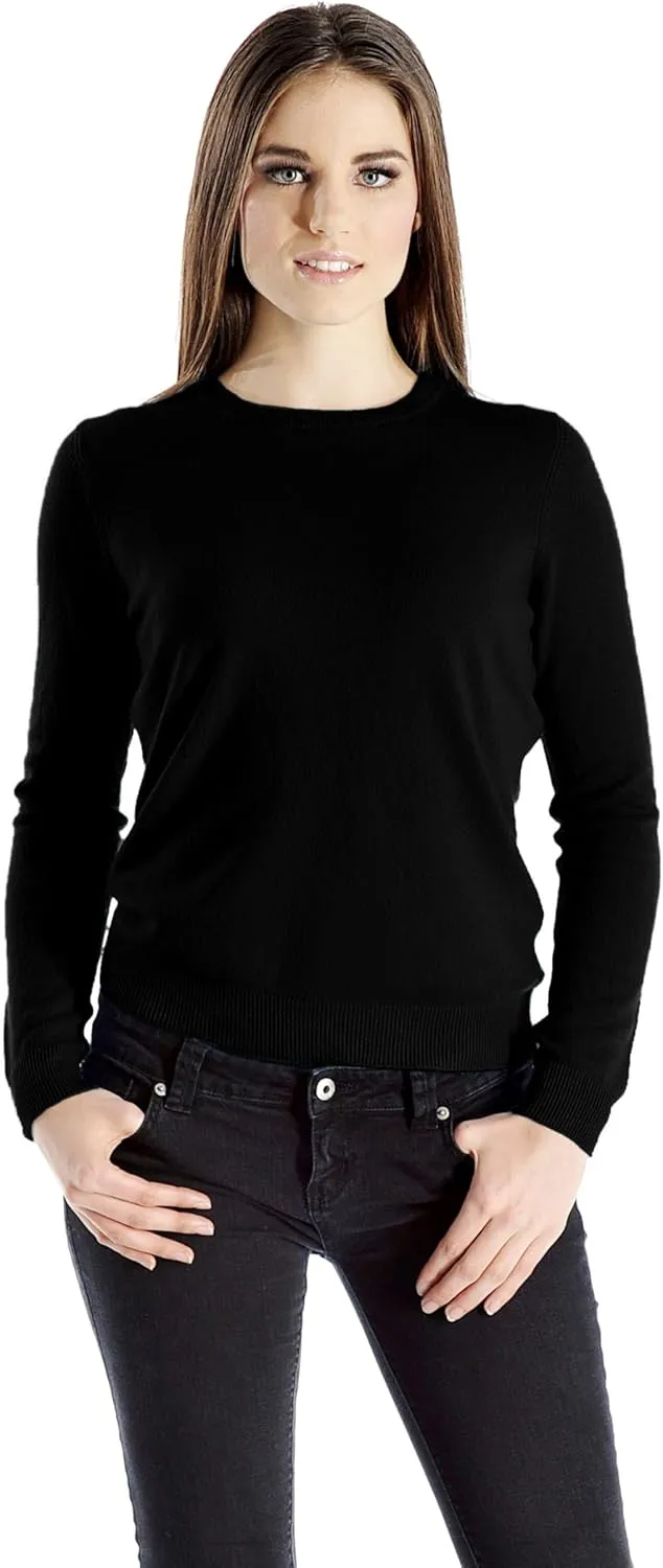 Cashmere Boutique 100% Pure Cashmere Crew Neck Sweater for Women – Long Sleeve, Classic Style, Soft and Warm Pullover Sweater