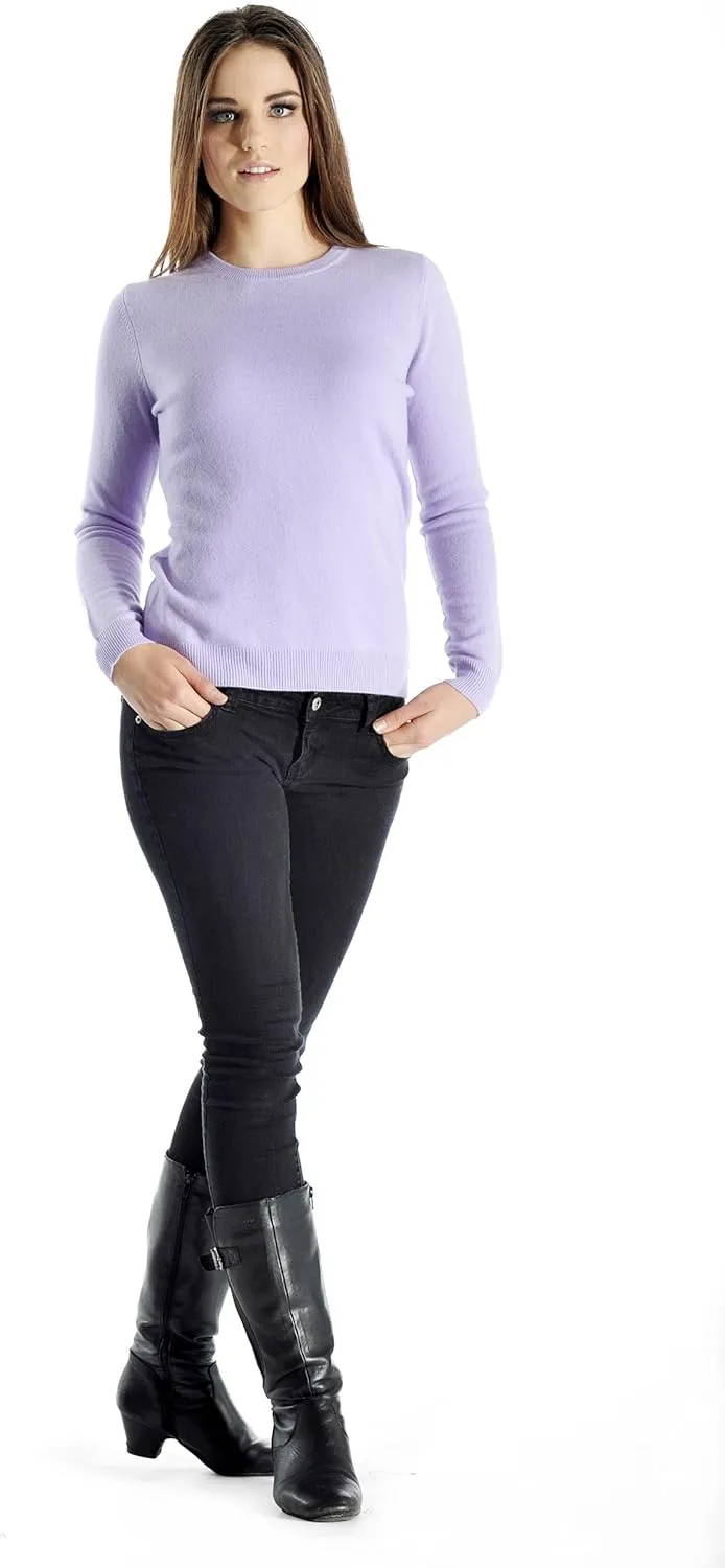 Cashmere Boutique 100% Pure Cashmere Crew Neck Sweater for Women – Long Sleeve, Classic Style, Soft and Warm Pullover Sweater