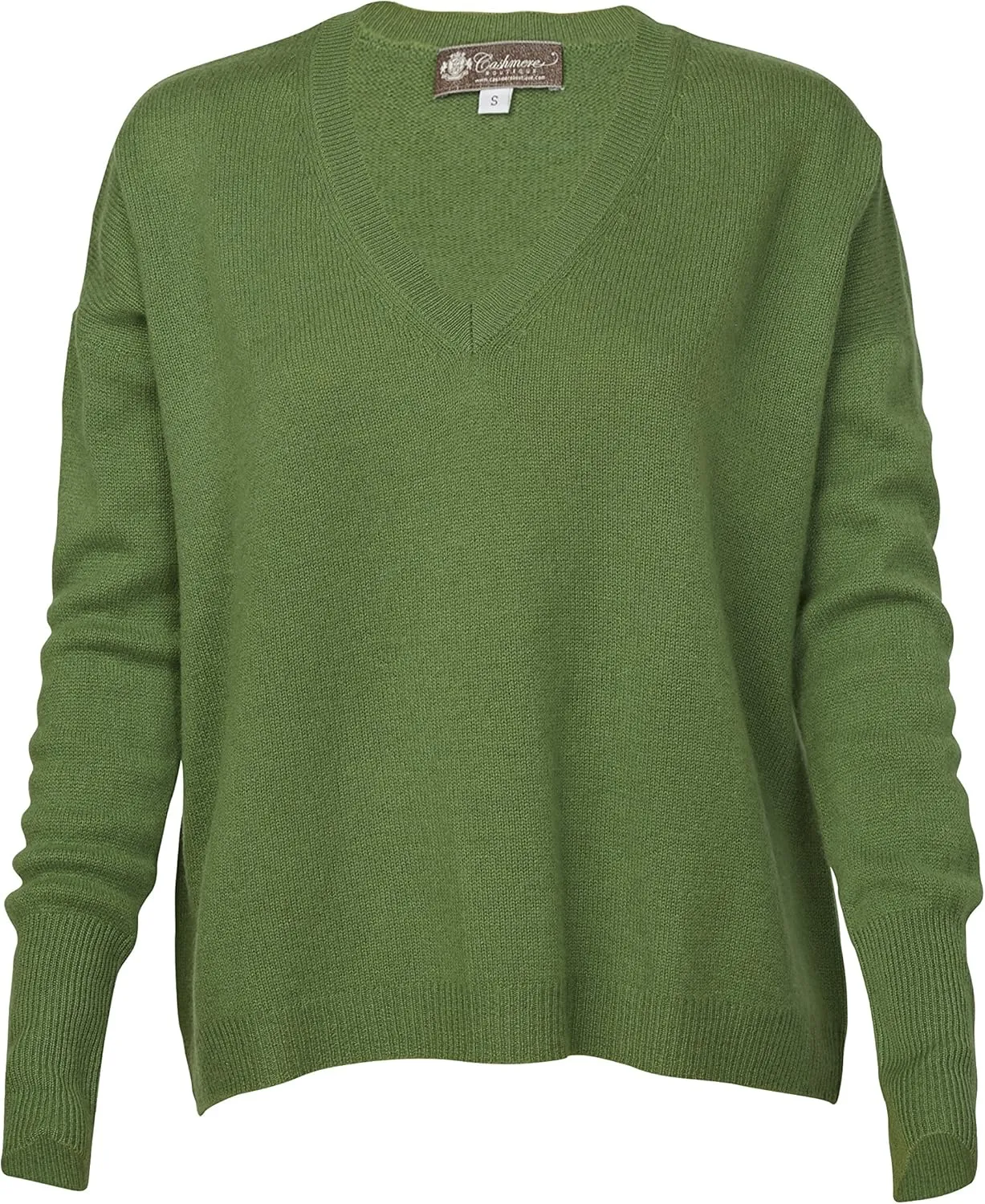 Cashmere Boutique 100% Pure Cashmere Pullover Boyfriend V Neck Sweaters for Women – Loose Fit, Long Sleeve and Classic Style