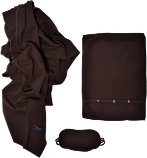 Cashmere Boutique 100% Pure Cashmere Travel Throw Set – Includes 3-in-1 Travel Blanket, Eye Mask, and Pillow Case - One Size