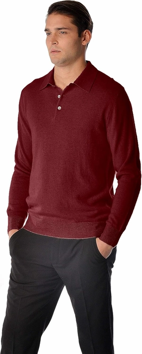 Cashmere Boutique 100% Pure Cashmere Polo Pullover Sweater for Men – Polo Neck, Long Sleeve, Lightweight, Soft & Warm Sweater