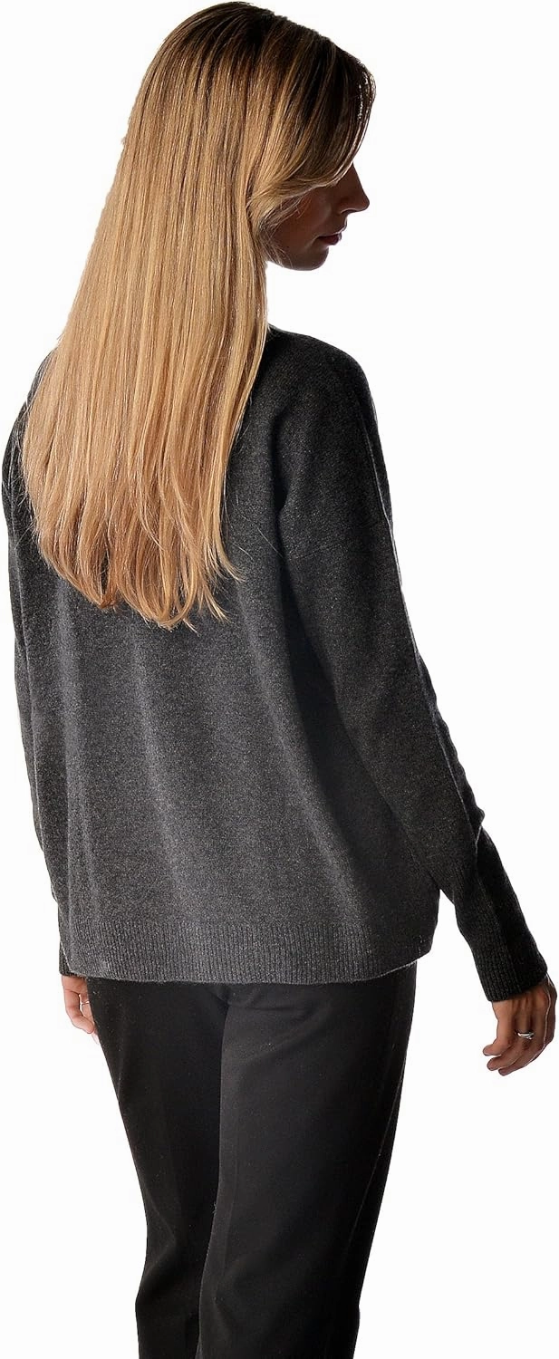 Cashmere Boutique 100% Pure Cashmere Pullover Boyfriend V Neck Sweaters for Women – Loose Fit, Long Sleeve and Classic Style