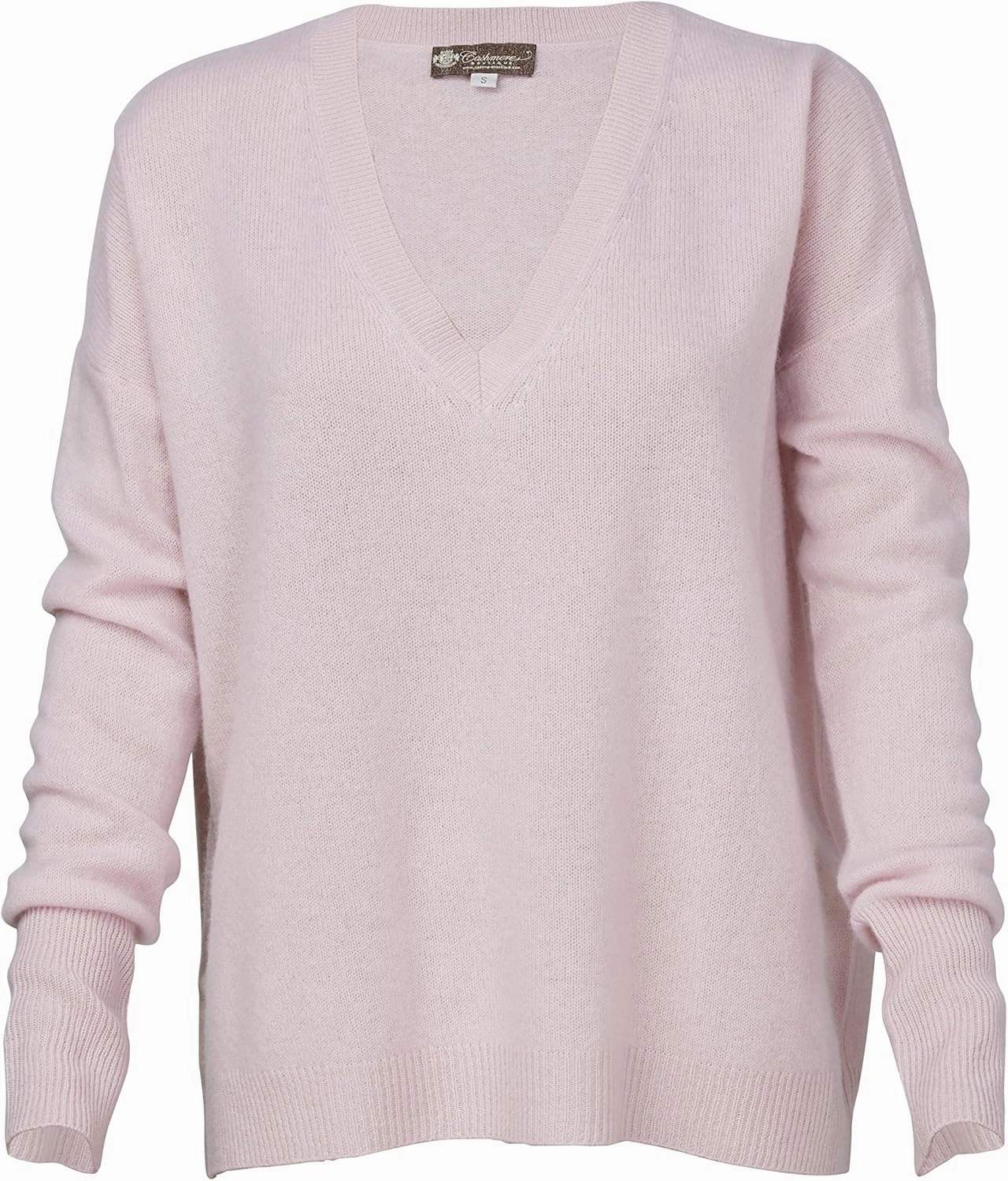 Cashmere Boutique 100% Pure Cashmere Pullover Boyfriend V Neck Sweaters for Women – Loose Fit, Long Sleeve and Classic Style