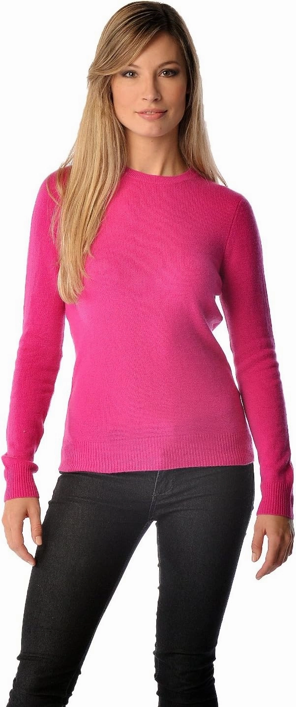 Cashmere Boutique 100% Pure Cashmere Spring Crew Neck Sweater for Women – Long Sleeve, Classic Style, and Pullover Sweater