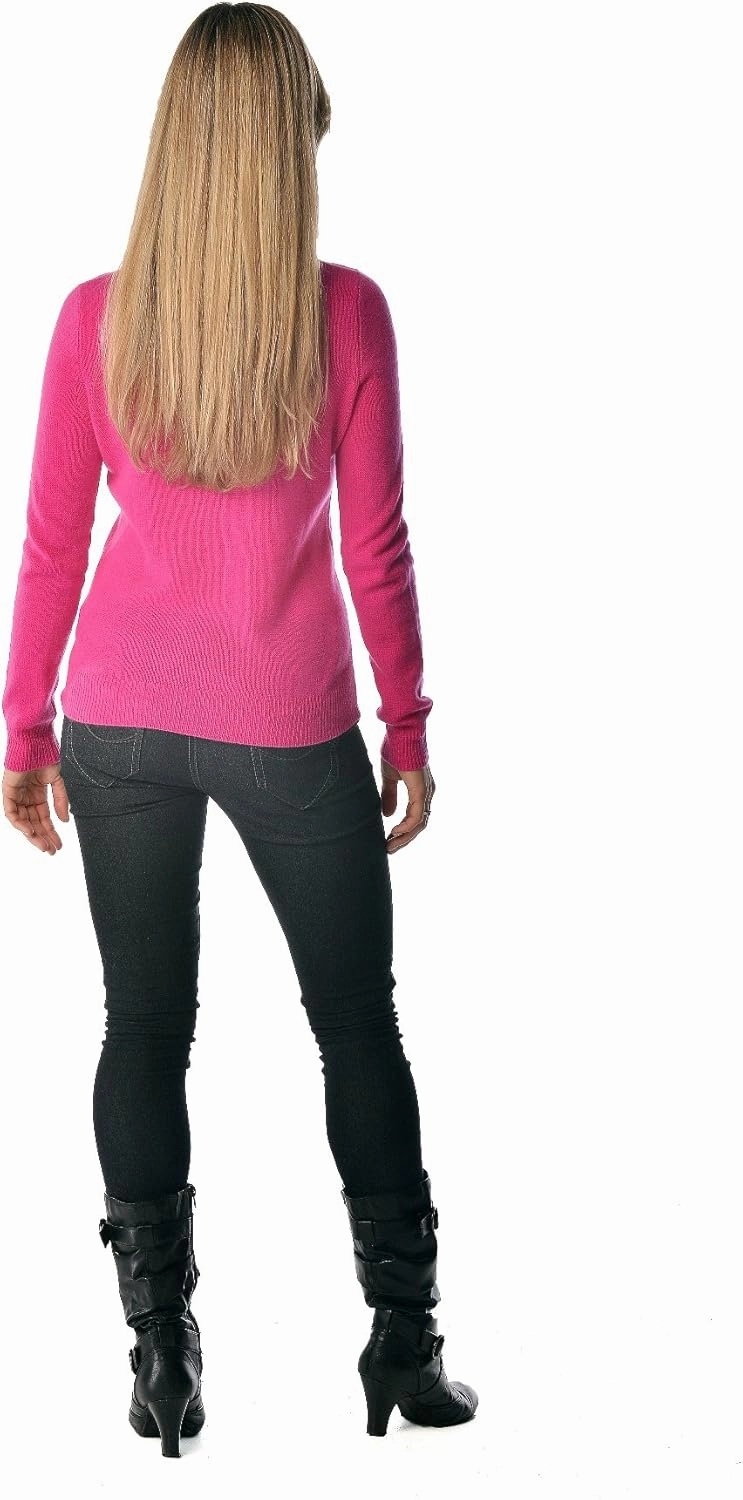 Cashmere Boutique 100% Pure Cashmere Spring Crew Neck Sweater for Women – Long Sleeve, Classic Style, and Pullover Sweater