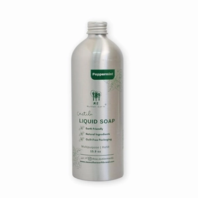 Castile Soap All-in-One Liquid Soap, 15.9 Oz - Natural, Biodegradable & Vegan, Gentle Multi-Purpose Cleaner for Body, Face, Hair & Home, Ideal for Sensitive Skin, Eco-Friendly Formula (Peppermint)