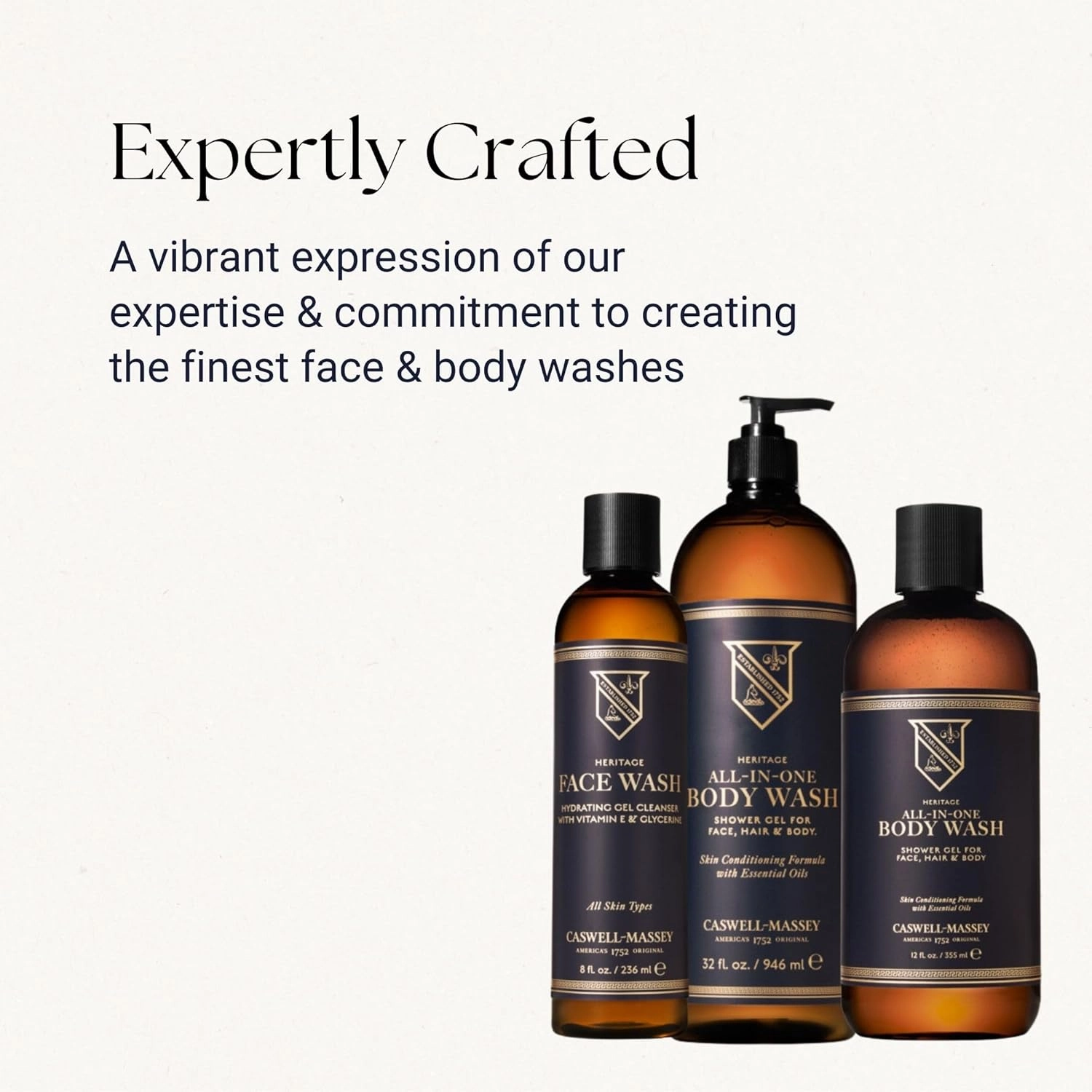 Caswell-Massey All-in-1 Body Wash, Use as a Face Wash, Beard Wash, Shampoo, Body Wash & Shave Gel, Signature Heritage Soap for Men, Made in USA, 32 Fl Oz