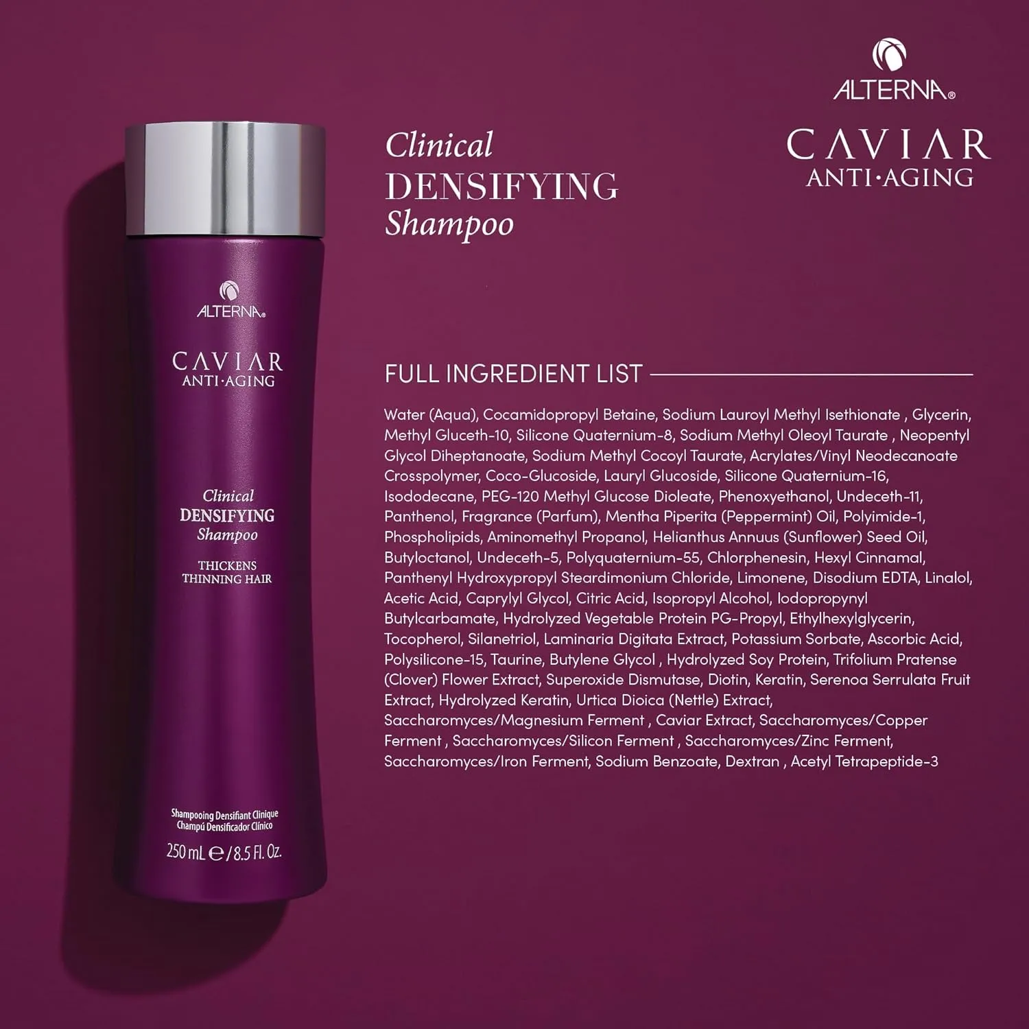 CAVIAR Anti-Aging Clinical Densifying Shampoo | For Fine, Thinning Hair | Thickens Hair, Protects Scalp | Sulfate Free