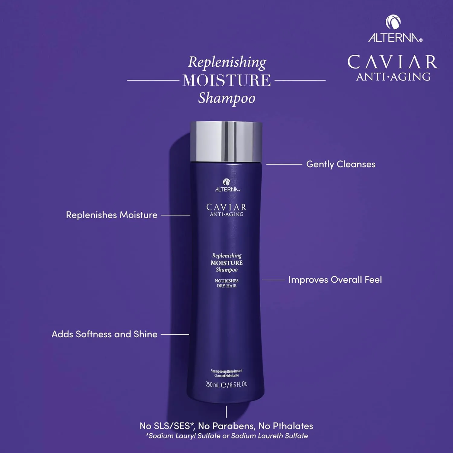 CAVIAR Anti-Aging Replenishing Moisture Shampoo | For Dry, Brittle Hair | Protects, Restores & Hydrates | Sulfate Free