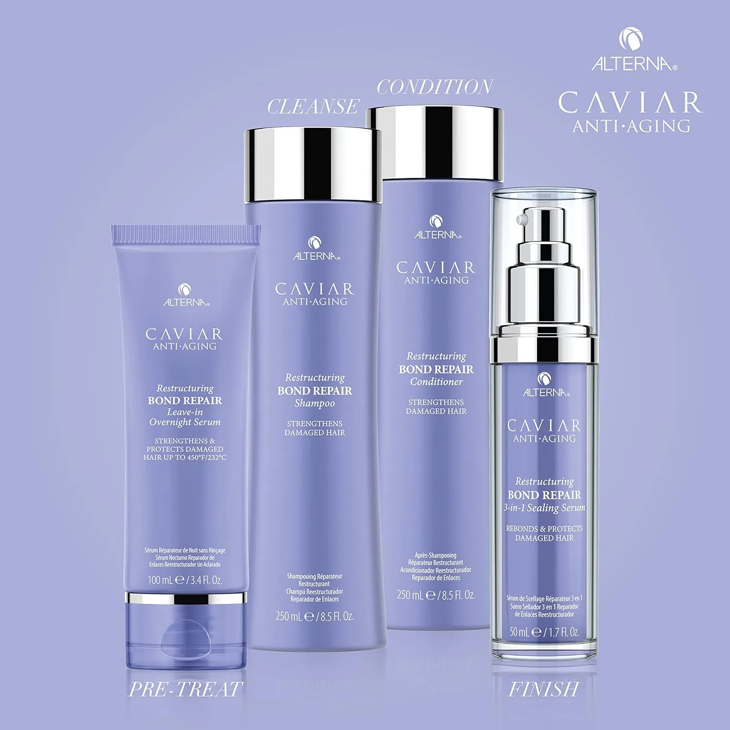 CAVIAR Anti-Aging Restructuring Bond Repair Shampoo | For Brittle, Damaged and Split Ends | Repairs, Strengthens & Protects Damaged Hair | Sulfate Free