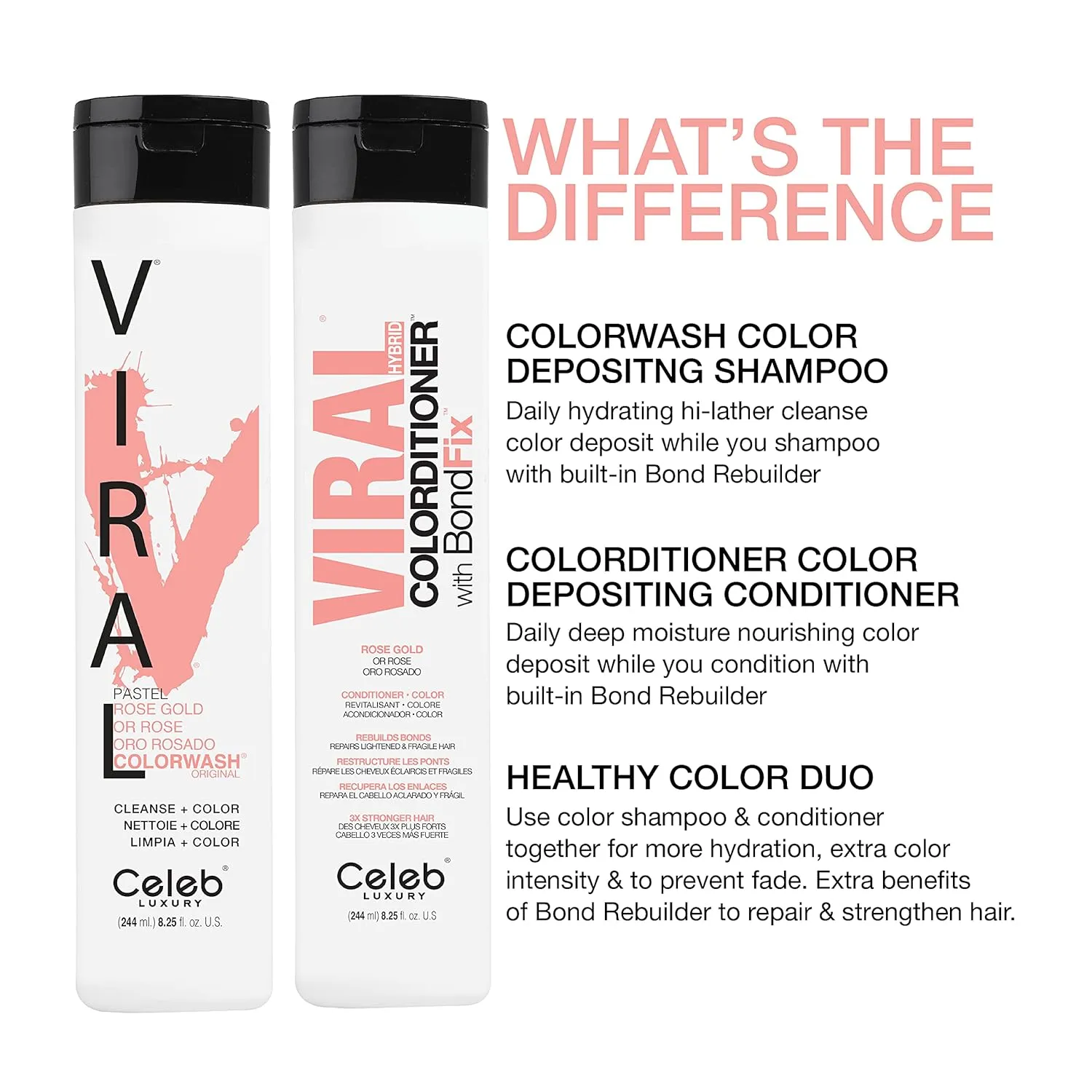 Celeb Luxury Colorwash Color Depositing Shampoo - Color Refresher, Vegan Hair Dye, Bondfix Bond Rebuilder, Viral and Gem Lites