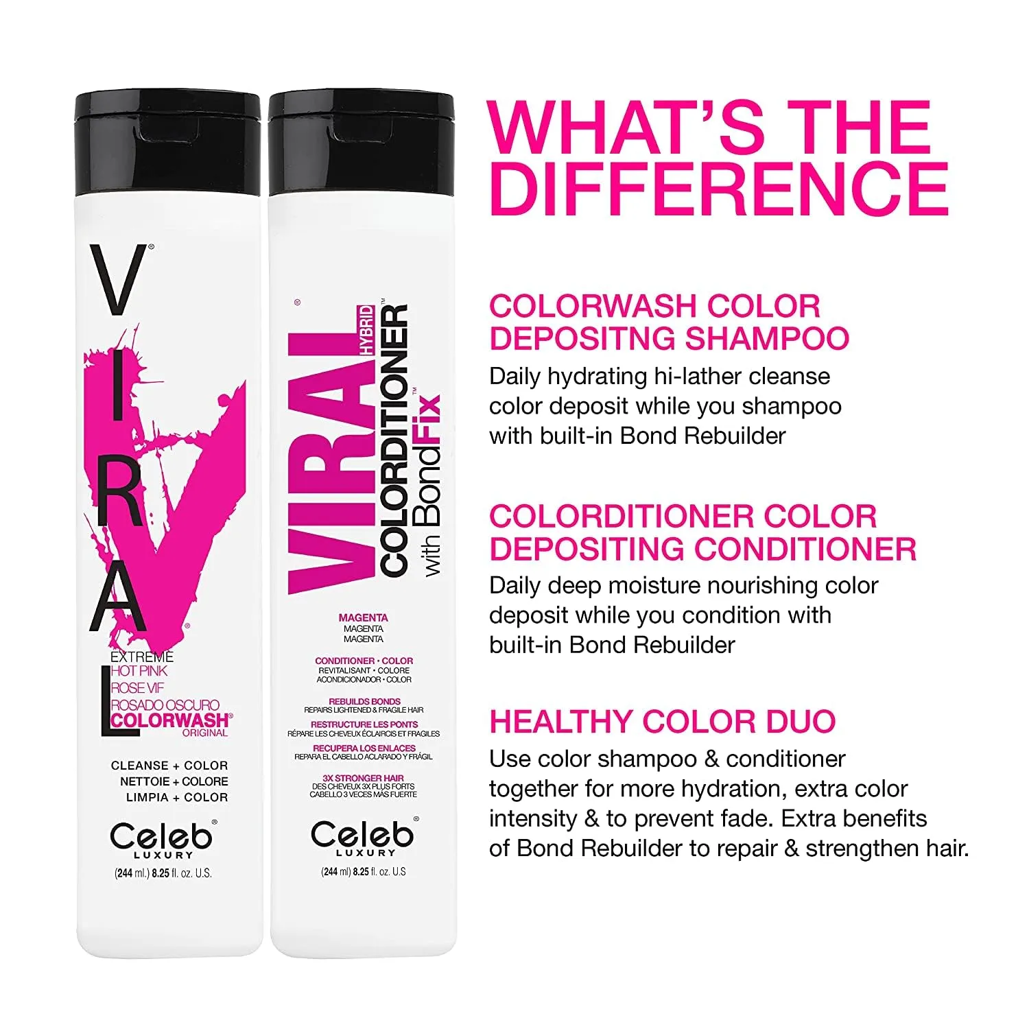 Celeb Luxury Colorwash Color Depositing Shampoo - Color Refresher, Vegan Hair Dye, Bondfix Bond Rebuilder, Viral and Gem Lites