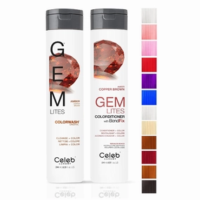 Celeb Luxury Intense Color Depositing Colorwash Shampoo   BondFix Rebuilder, Vegan Hair Dye, Sustainably Sourced Plant Based, Semi Permanent Hair Color, Viral and Gem Lites Duos