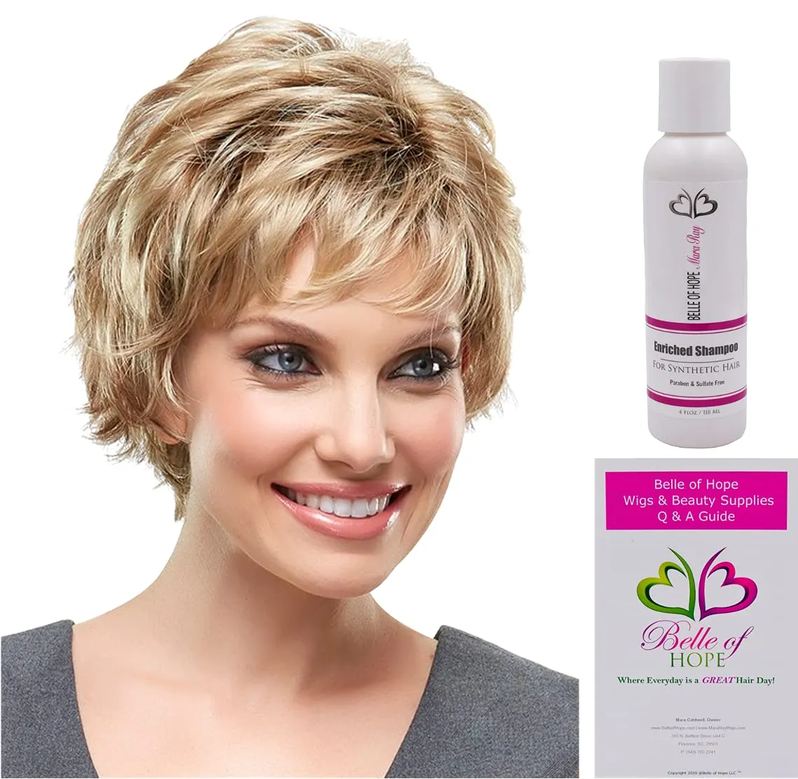 CHELSEA Basic Cap Synthetic Wig by Jon Renau, 3PC Bundle: Wig, 4oz Mara Ray Enriched Shampoo and 19 Page Belle of Hope Guide (12FS8)