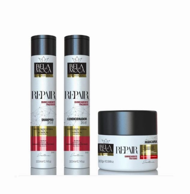 Chemically Treated Hair Maintenance Repair Treatment Kit 3x300 - Bela Moça