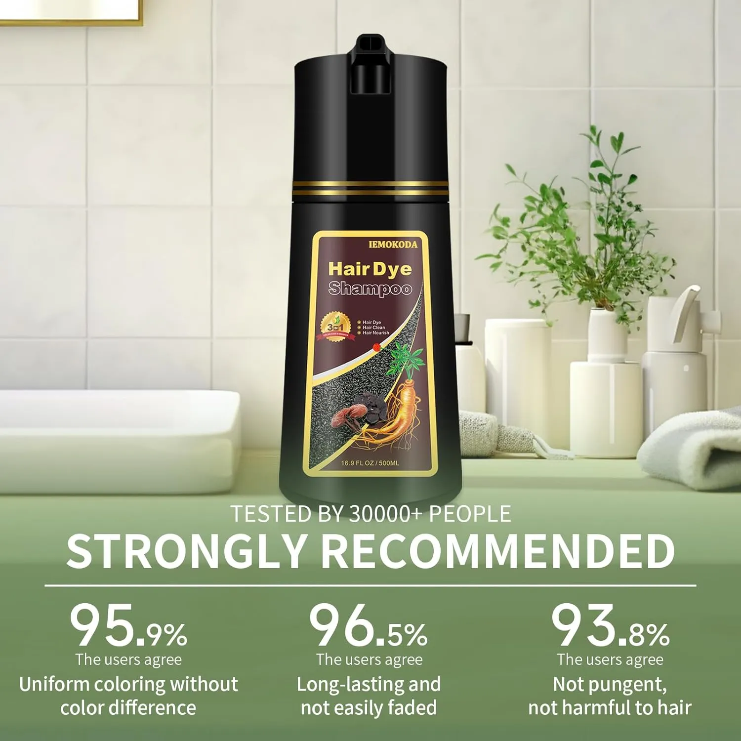 Cherry Brown Hair Dye Shampoo 3 in 1 for Gray Hair, Long-lasting & Natural Brown Hair Shampoo, Hair Color Shampoo for Men Women, 16.9 Fl Oz (Cherry Brown)