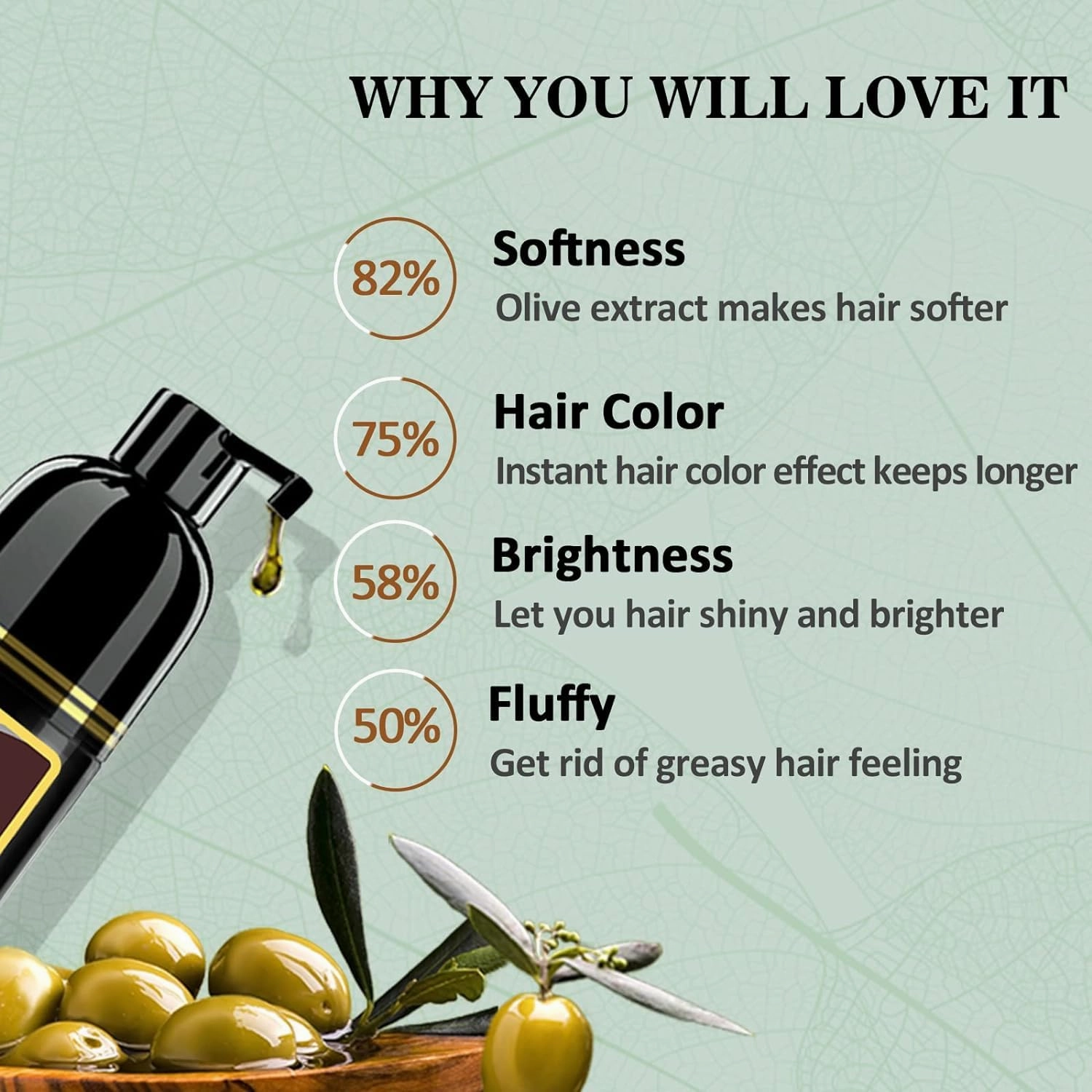 Cherry Brown Hair Dye Shampoo 3 in 1,Hair Color Shampoo Works in Minutes,Brown Hair Shampoo & Shampoo Para Pintar el Cabello
