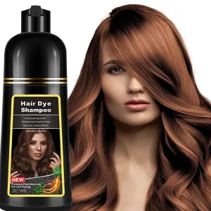 Chestnut Brown Hair Dye Shampoo 3 in 1, Instant Hair Color Shampoo for Men & Women, Herbal Brown Hair Shampoo Colors Hair in Minutes 17.6 FL OZ