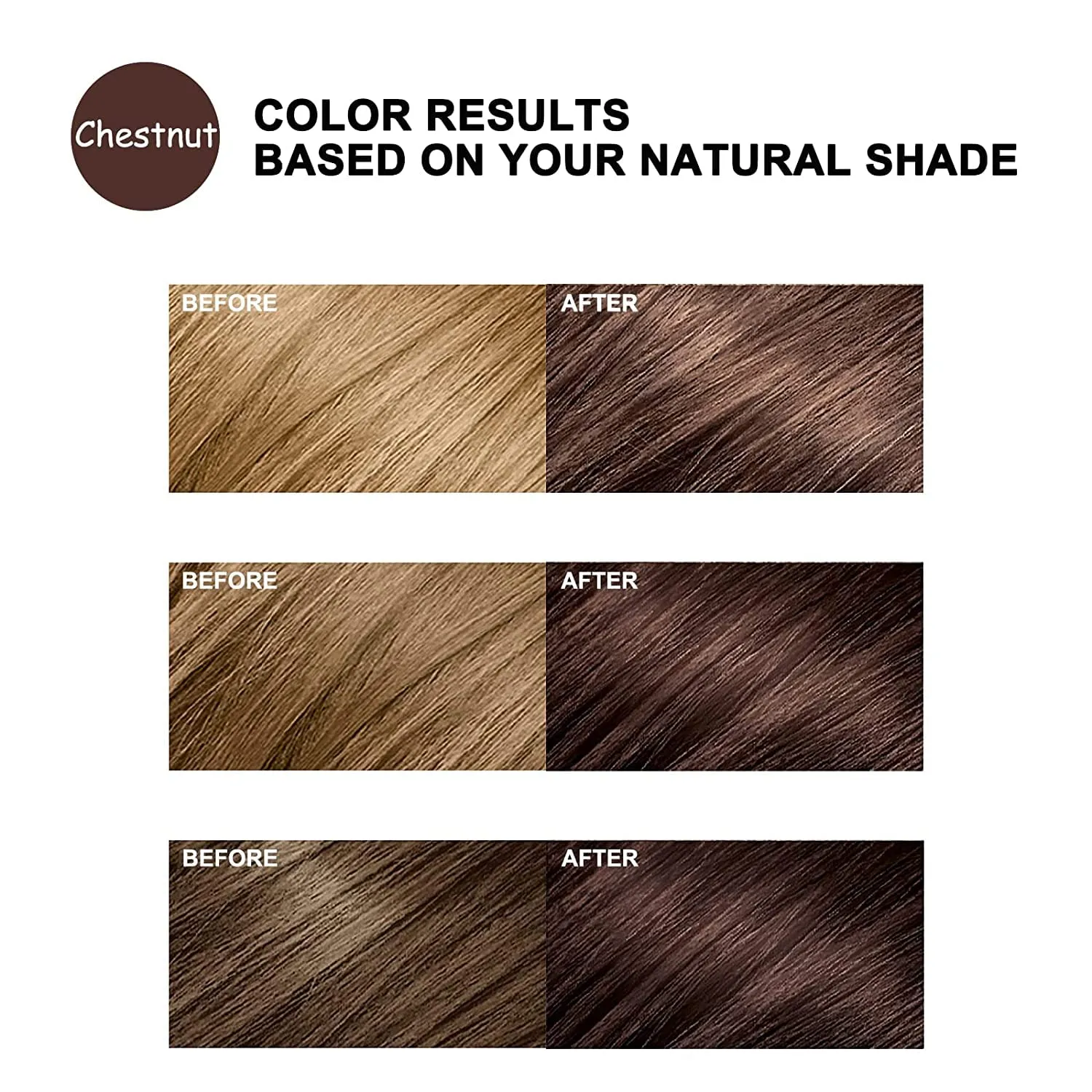 Chestnut Brown Hair Dye Shampoo 3 in 1, Instant Hair Color Shampoo for Men & Women, Herbal Brown Hair Shampoo Colors Hair in Minutes 17.6 FL OZ