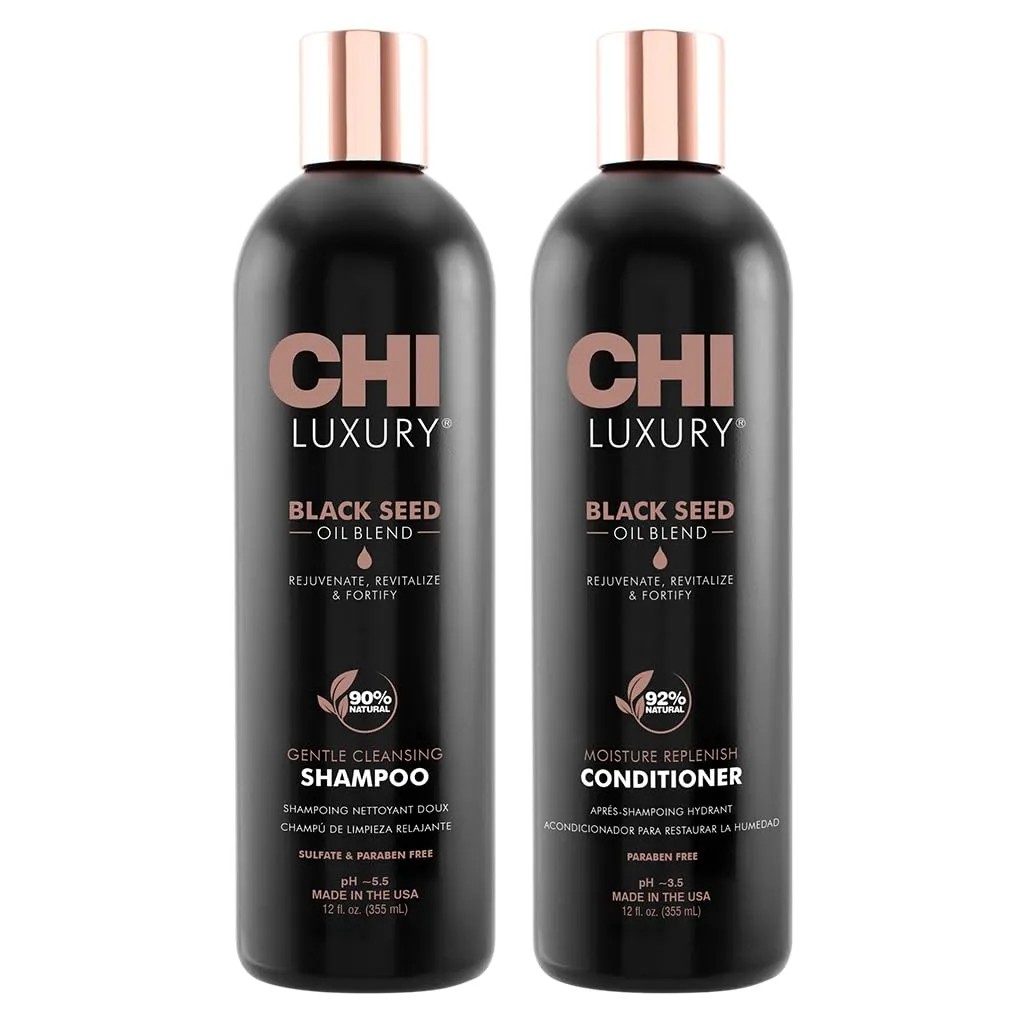 CHI Brand Luxury Black Seed Oil Blend Gentle Cleansing Shampoo & Moisture Replenish Conditioner 12 Fl Oz Each (pack Of 2)