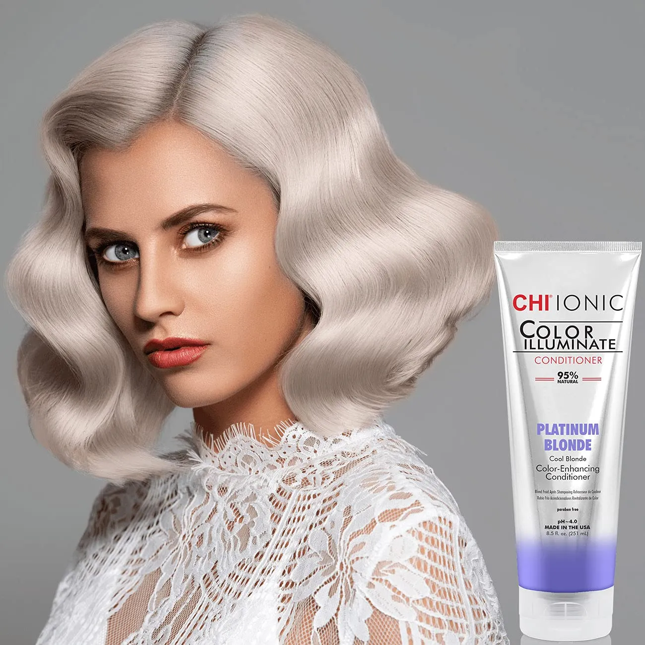 CHI Color Illuminate Conditioner, Helps Maintain Fresh Color In Natural & Color-Treated Hair, Sulfate, Paraben, & Cruelty-Free, Platinum Blonde, 8.5 Oz